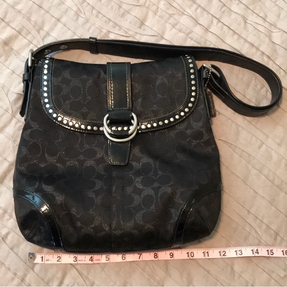 Coach Black Crossbody Bag with Silver Accents